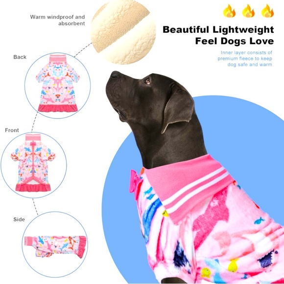 LOVINPET Soft Flannel Dog Dress In Big Bites Pink Size XXL - Picture 2 of 12